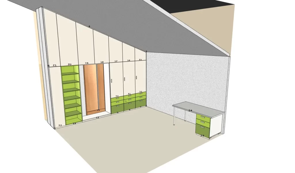 Studentský pokoj Praha + 3D pro výrobu - Truhlářství Pavelka