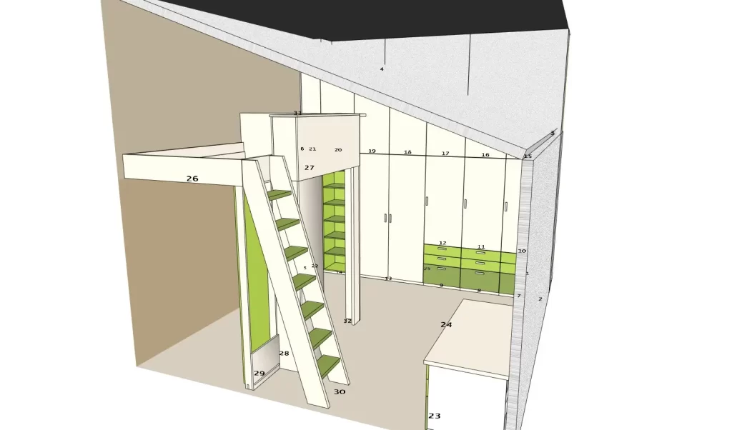 Studentský pokoj Praha + 3D pro výrobu - Truhlářství Pavelka