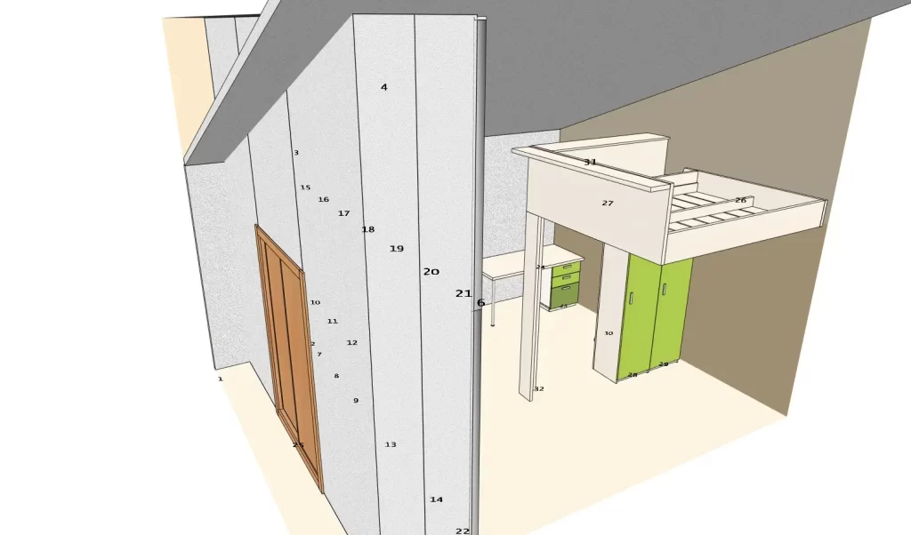 Studentský pokoj Praha + 3D pro výrobu - Truhlářství Pavelka