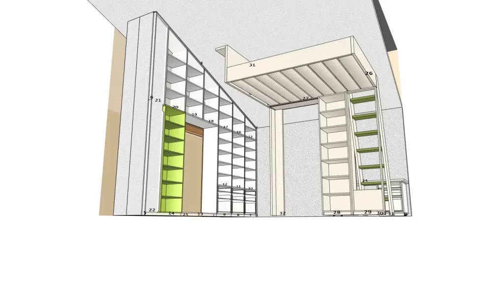 Studentský pokoj Praha + 3D pro výrobu - Truhlářství Pavelka