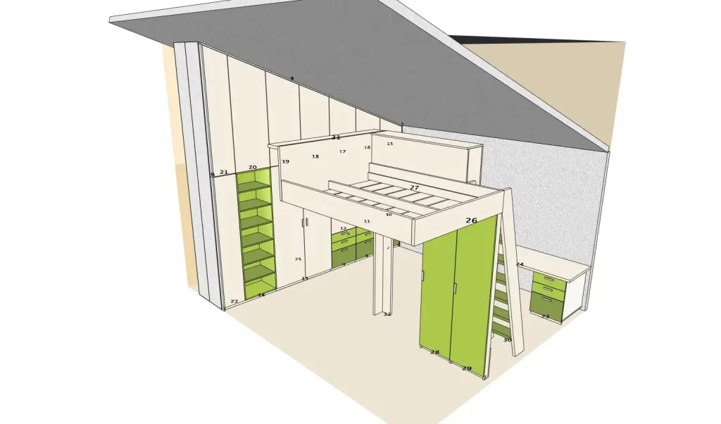 Studentský pokoj Praha + 3D pro výrobu - Truhlářství Pavelka