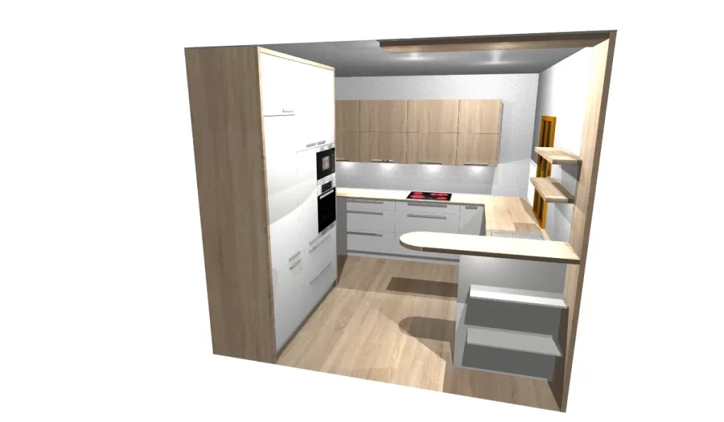 3D návrh kuchyně - Truhlářství Pavelka