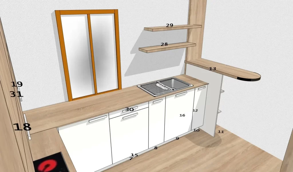 3D návrh kuchyně - Truhlářství Pavelka